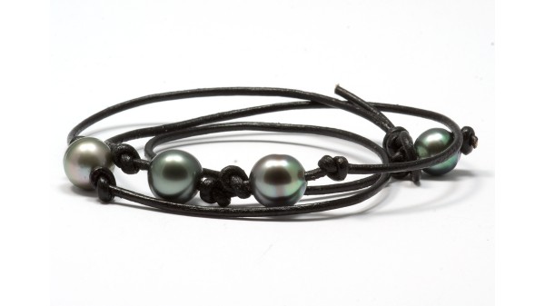 Maha`ulepu heren armband met Tahitiparels