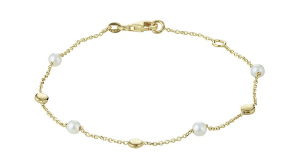 Gouden armband met parel 17 - 19 cm