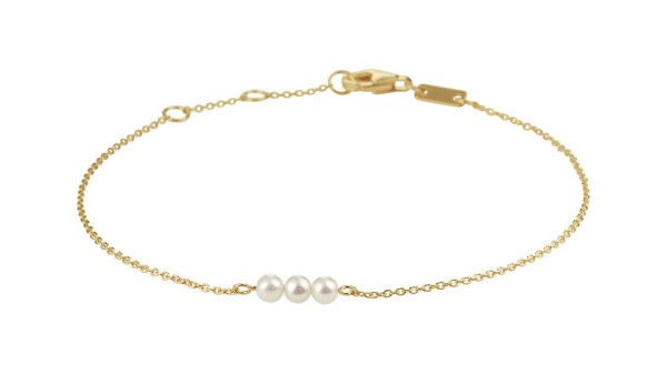 Gouden armband met 3 parels