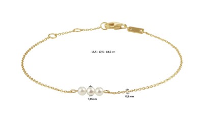 Gouden armband met 3 parels