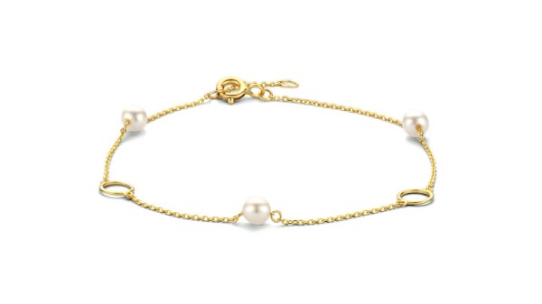 Gouden armband met parels en rondjes