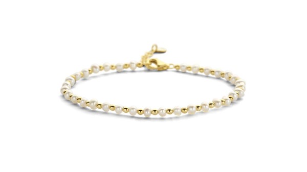 Gouden armband met parels en bolletjes