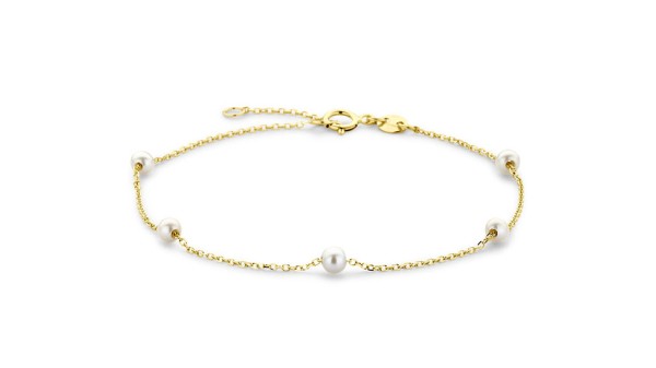 Gouden armband parels 16,5 - 18,5 cm