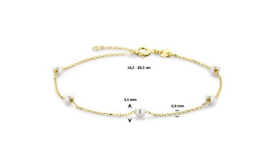 Gouden armband parels 16,5 - 18,5 cm