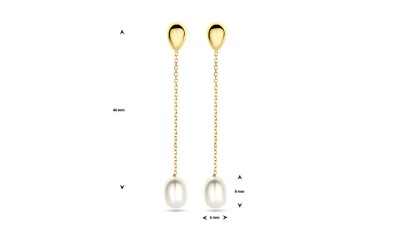 Gouden oorhangers met druppelparel