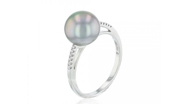 Parel ring met 9-10 mm Tahiti parel en diamant