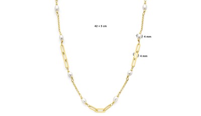 Vergulde ketting met 4 mm parels