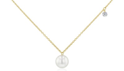 18k Gouden collier met Akoya en diamant