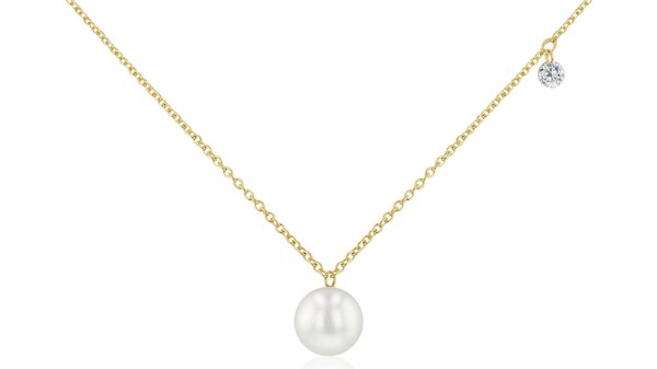 18k Gouden collier met Akoya en diamant