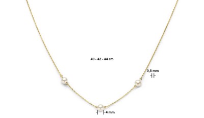 Gouden collier met 3 parels