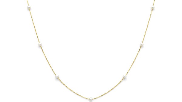 Gouden collier met parels 42-45 cm