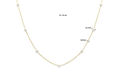 Gouden collier met parels 42-45 cm